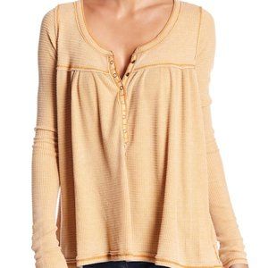 Pink Free People Thermal Long Sleeve with buttons